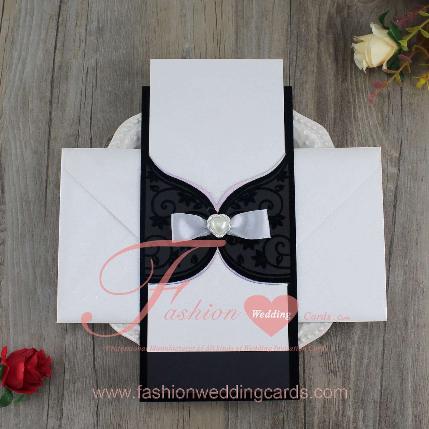 Handmade Flocked Wedding Invitation Cards Designs